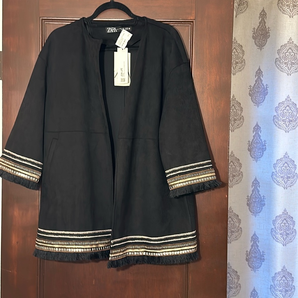 ZARA Combination Faux Suede Embroidered Size Med